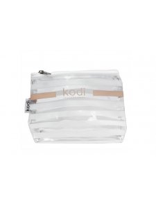 Cosmetic bag "Zebra" small transparent in a white strip (size: 20 * 13 * 6.5)